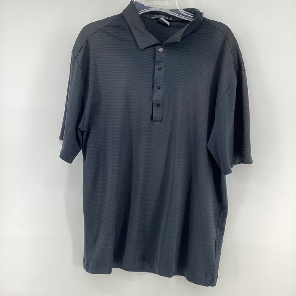 Nike Tiger Woods Platinum Men's Large Dri-Fit Golf Polo Black Stripe